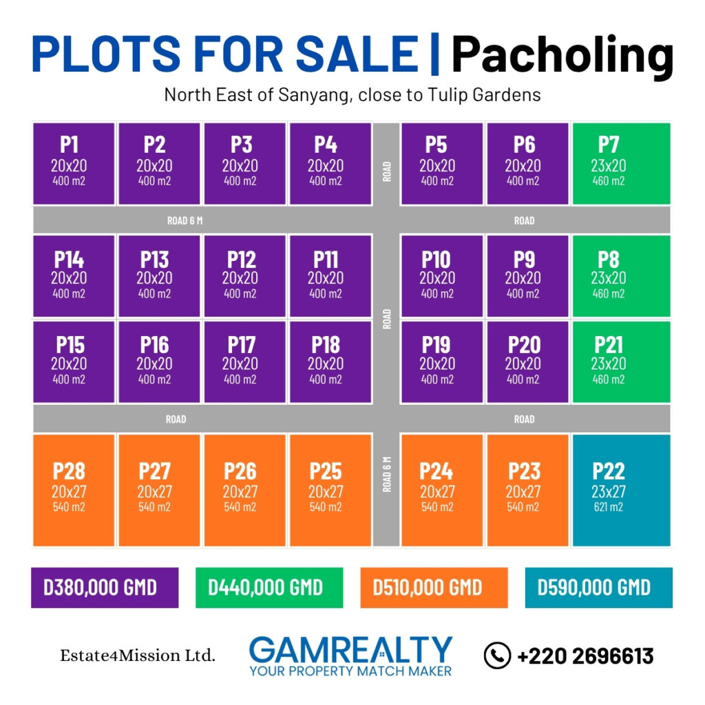 Gamrealty land for sale in Pacholing Gambia near Sanyang 2
